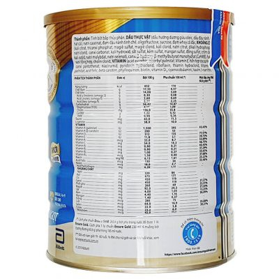 Sữa Ensure Gold Ít Ngọt Vani 850g Abbott Hoa Kỳ