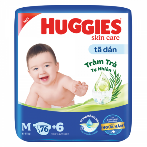 Tã dán Huggies Skincare cực đại (M, 6-11kg, 76 miếng) 