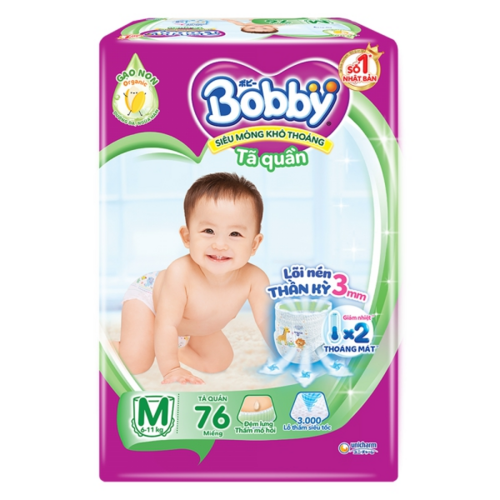 Bỉm tã quần Bobby size M 76 miếng (6-10kg)