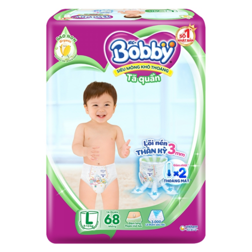 Bỉm tã quần Bobby size L 68 miếng (9-13kg)