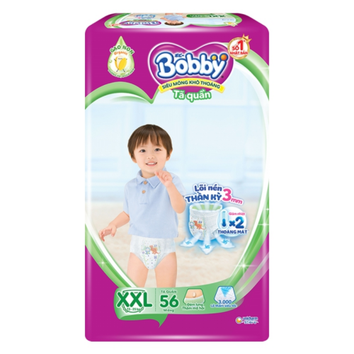 Bỉm tã quần Bobby size XXL 56 miếng (trên 16kg)