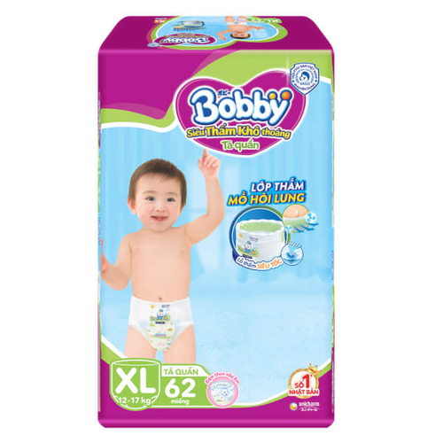 Bỉm tã quần Bobby size XL 62 miếng (12-17kg)