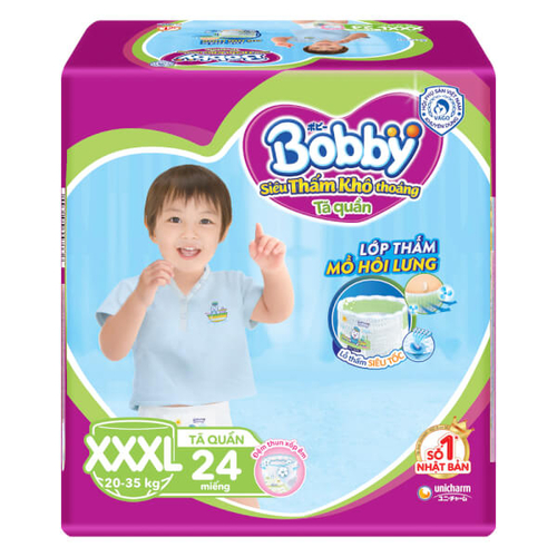 Bỉm tã quần Bobby size XXXL 22 miếng (20-35kg)