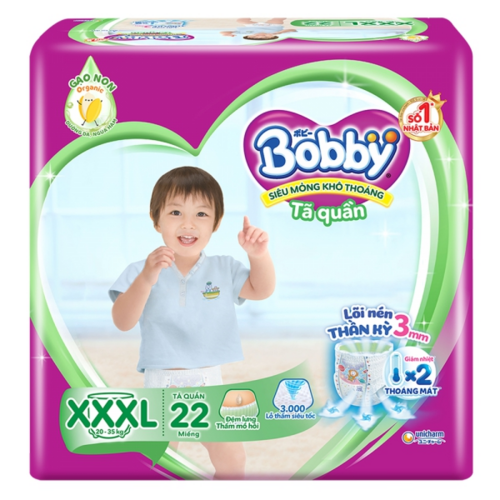 Bỉm tã quần Bobby size XXXL 22 miếng (20-35kg)