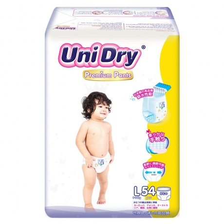 Bỉm - Tã quần UniDry Premium size L - 54 miếng (Cho bé 9 - 14kg)