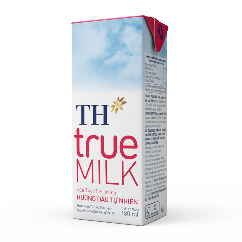 Sữa Tươi Tiệt Trùng TH true MILK Hương Dâu Tự Nhiên 180 ml